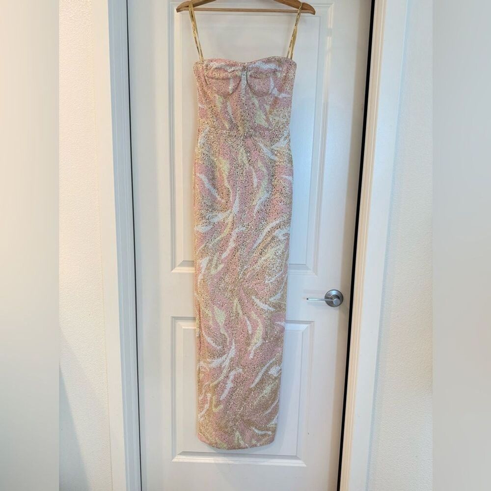New Bronx and Banco Dahlia Strapless Maxi Dress in Blush Multi Pink - Picture 4 of 15